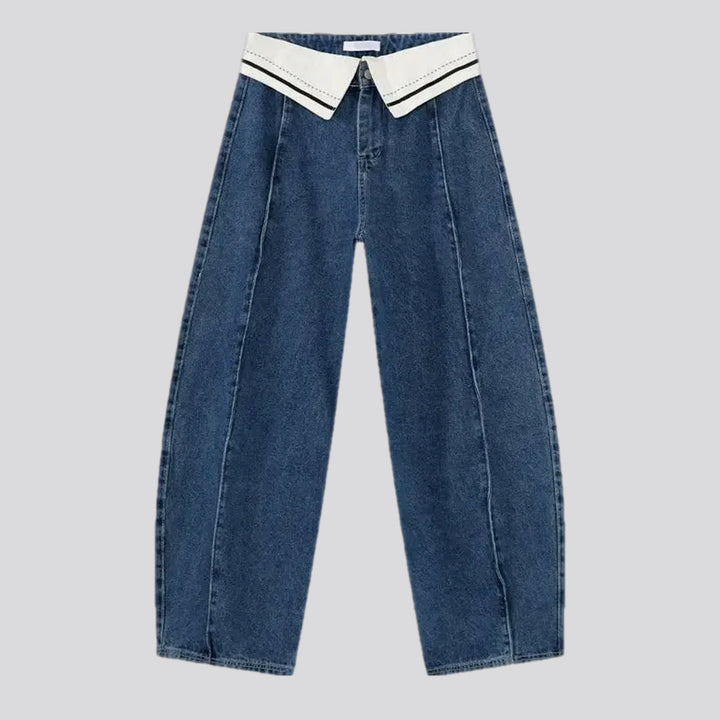 Mid rise sailor collar men's jeans