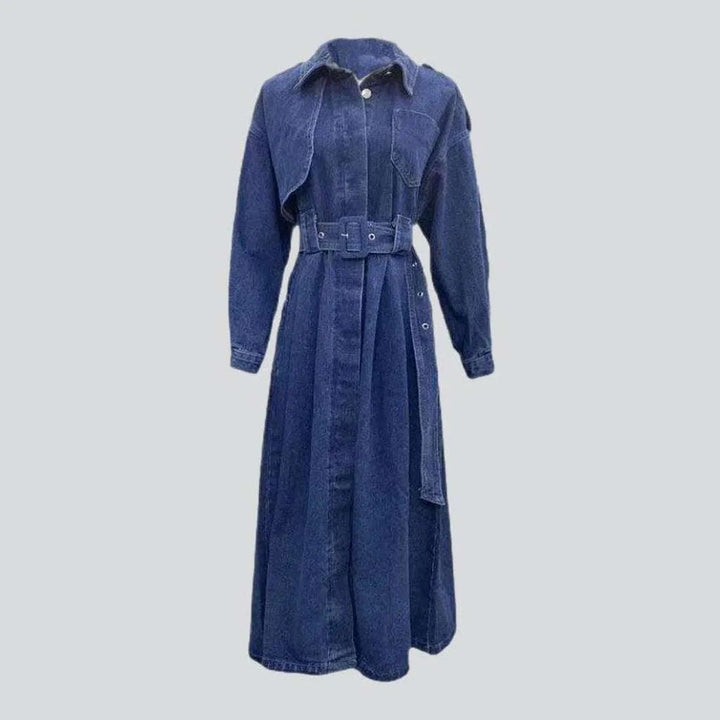 Women's denim coat with belt