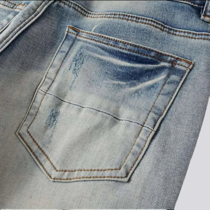 Black patch knees men's skinny jeans