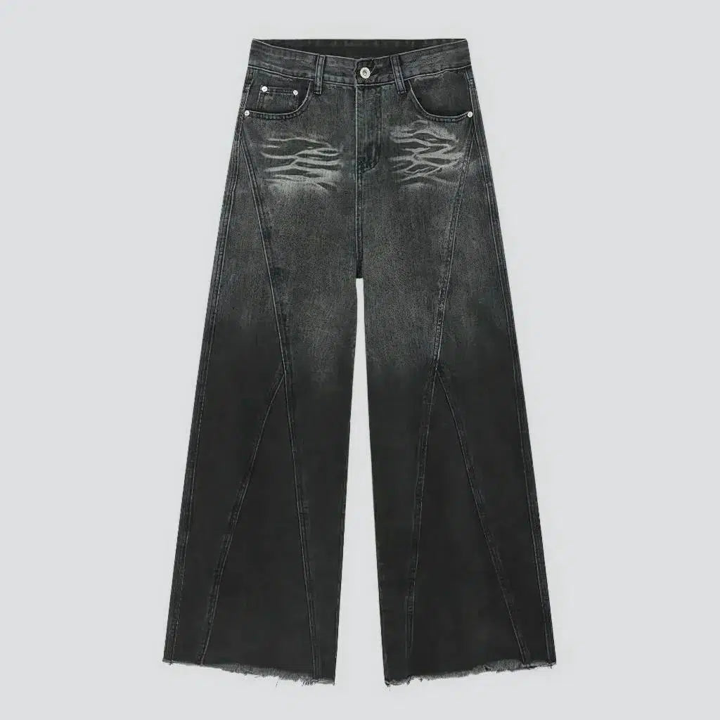 Mid-waist raw-hem jeans
 for men