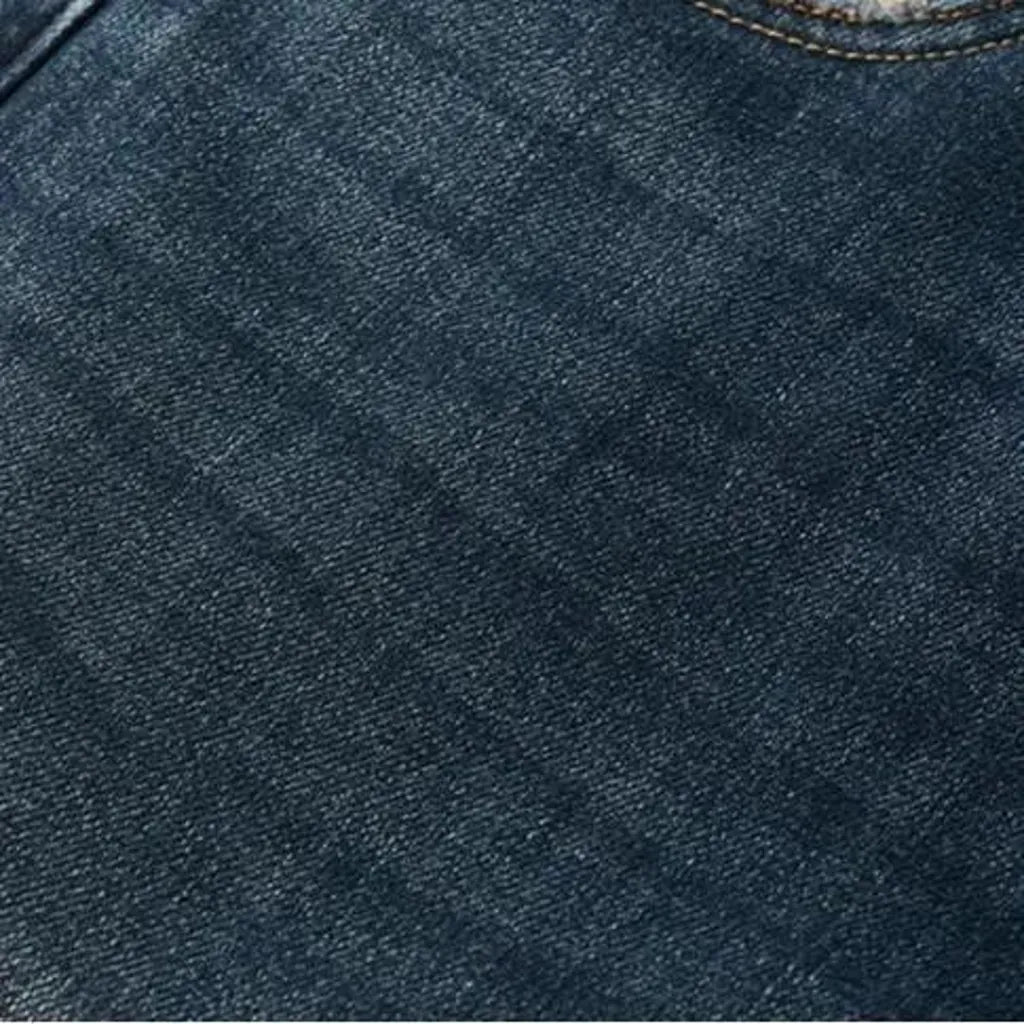 Whiskered straight-fit stretchable men's jeans