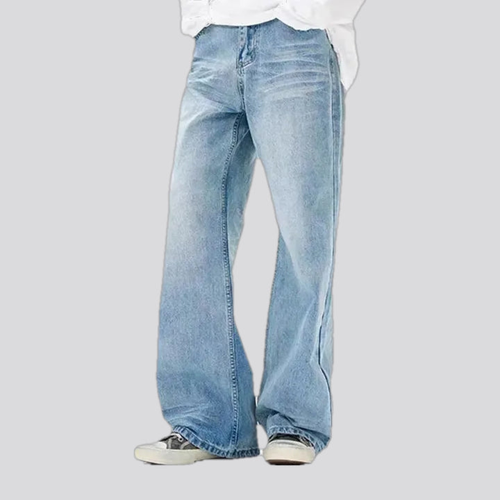 Abraded mid rise jeans for men