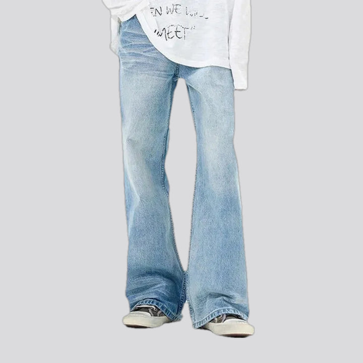 Abraded mid rise jeans for men