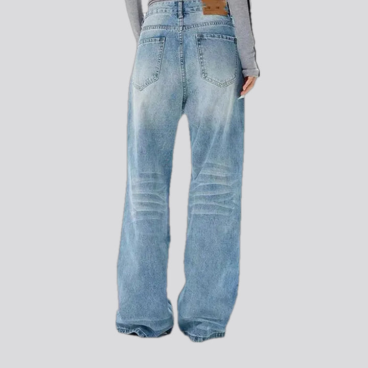 Abraded mid rise jeans for men