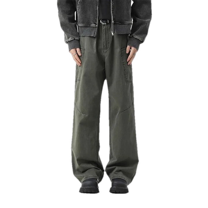 Mid Rise Stylish Panneled Men's Jeans - Khaki