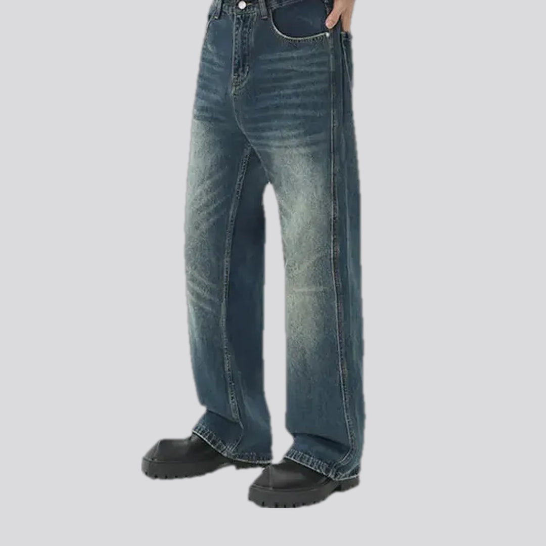 Roomy boho style medium rise men's jeans